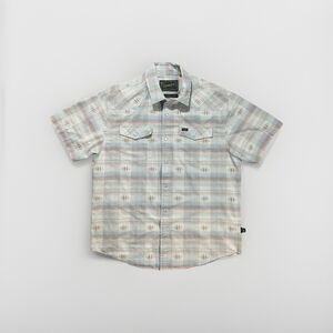 Howler Brothers H Bar B Pearl Snap Shirt Men's Size M Elliot Plaid Cream Aztec